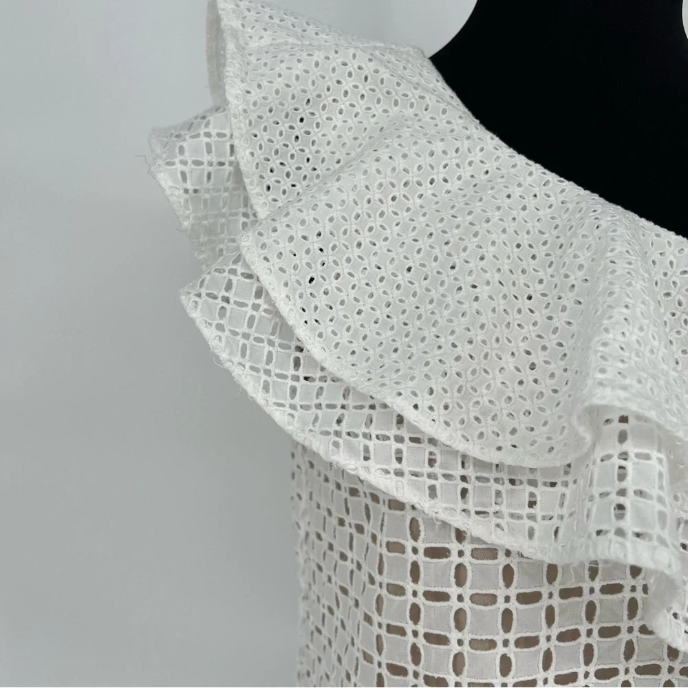 J. Crew One Shoulder Ruffle‎ Eyelet Top